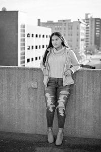 Senior Girl Photo black and white downtown Rockford, IL
